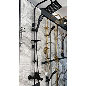 Piano Black Siyah Tepe Yağmurlama Duş Seti Ve Siyah Banyo Bataryası Siyah Robot Duş Seti Siyah Duş