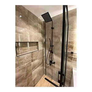 Piano Black Siyah Tepe Yağmurlama Duş Seti Ve Siyah Banyo Bataryası Siyah Robot Duş Seti Siyah Duş