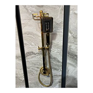 Parlak Gold Altın Premium Duş Seti Altın Duş Başlığı Altın Duş Seti Gold Banyo Seti