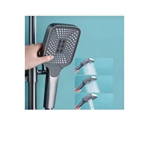 Antrasit Duş Seti Antrasit Lavabo Bataryası Antrasit Gri Set Piano Tasarım Banyo Yağmurlama