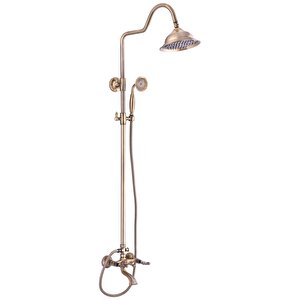 Mat Gold Duş Sistemi Mat Altın Duş Seti Tepe Yağmurlamalı Vintage Model Duş Başlığı Bataryalı