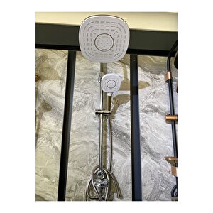 Gold Beyaz Çift Renk Tepe Yağmurlama Ve Banyo Bataryası Seti Beyaz Robot Duş Seti Beyaz Duş Başlığı