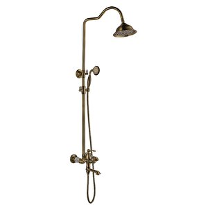 Mat Gold Duş Sistemi Mat Antik Gold Yağmurlama Banyo Duş Seti Pirinç Batarya Dahil Set Vintage