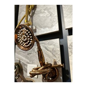 Bakır Duş Sistemi Klasik Vintage Bronz Duş Seti Bronz Askı Aparatı Dahil Komple Set