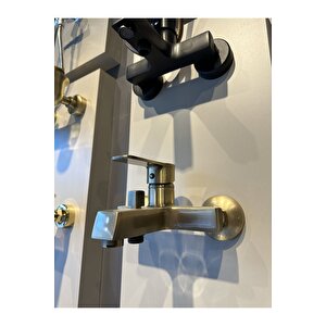Banyo Bataryası Mat Altın Banyo Musluğu Kare Modern Tasarım Fırçalanmış Gold