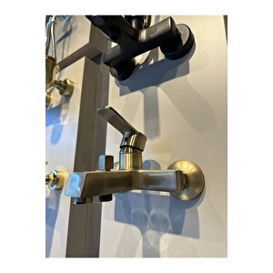 Banyo Bataryası Mat Altın Banyo Musluğu Kare Modern Tasarım Fırçalanmış Gold