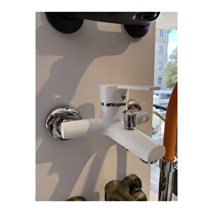 Banyo Bataryası Beyaz Banyo Musluğu Mat Beyaz Duş Bataryası