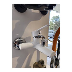 Banyo Bataryası Beyaz Banyo Musluğu Mat Beyaz Duş Bataryası