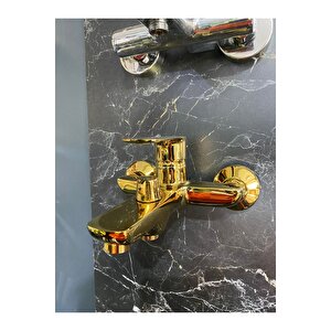 Gold Banyo Bataryası Altın Banyo Musluğu Gold Duş Bataryası Pirinç Malzeme Kare Modern Tasarım