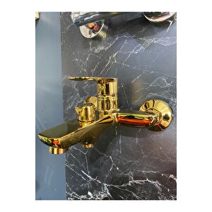 Gold Banyo Bataryası Altın Banyo Musluğu Gold Duş Bataryası Pirinç Malzeme Kare Modern Tasarım