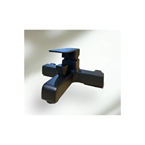 Siyah Banyo Bataryası Mat Siyah Kare Banyo Musluğu Pirinç Malzeme Büyük Kare Model