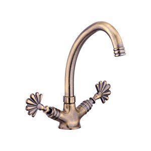 Antik Gold Lavabo Bataryası Eskitme Musluk Özel Tasarım Armatür Banyo Musluğu