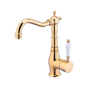 Gold Lavabo Bataryası Kolay Abdest Yüksek Model Klasik Armatür Gold Lavabo Musluğu