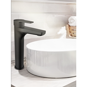 Nsk Alora Pro Mat Siyah Yüksek Lavabo Bataryası N3016429