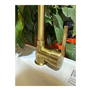 Mat Gold Lavabo Bataryası Yüksek Model Mat Altın Armatür