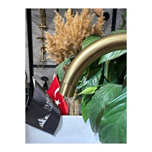 Mat Gold Lavabo Bataryası Yüksek Model Mat Altın Armatür