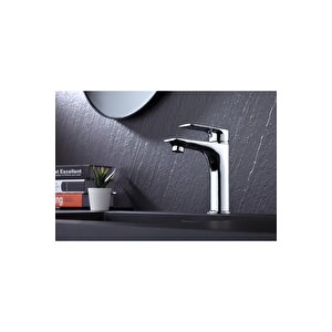 Lavabo Bataryası Kare Modern Tasarım Banyo Bataryası Gümüş Renk