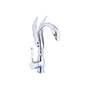 Gümüş Lavabo Bataryası Özel Tasarım Lavabo Armatür Pirinç Malzeme