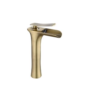 Antik Gold Şelale Çanak Bataryası Mat Gold Çanak Armatür Naturel Akışlı