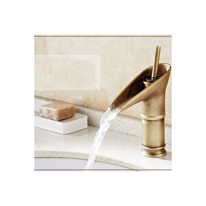 Şelale Batarya Antik Gold Şelale Musluk Doğal Akışlı Mat Antik Gold Lavabo Bataryası