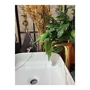 Mat Gold Şelale Çanak Lavabo Bataryası Antik Gold Şelale Lavabo Bataryası Eskitme Batarya