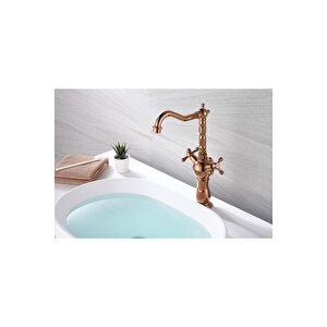 Bakır Çanak Lavabo Bataryası Bronz Lavabo Muslugu Vintage Model Çanak Lavabo Bataryası