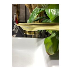 Mat Gold Lavabo Bataryası Mat Altın Lavabo Musluğu Premium Kare Modern Mat Gold Batarya