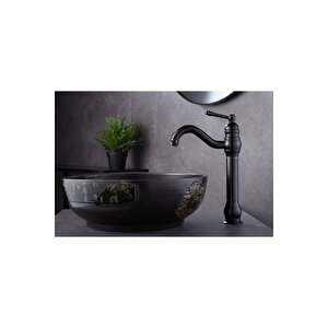 Siyah Çanak Lavabo Bataryası Polina Çanak Musluğu Country Design Siyah Lavabo Bataryası