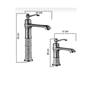 Çanak Lavabo Bataryası Lavabo Armatürü Yüksek Model Vintage Tasarım Lavabo Musluğu İşlemeli