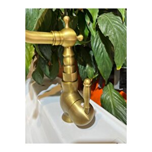 Antik Gold Lavabo Bataryası Klasik Vintage Tasarım Eskitme Banyo Lavabo Bataryası