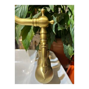 Antik Gold Lavabo Bataryası Klasik Vintage Tasarım Eskitme Banyo Lavabo Bataryası