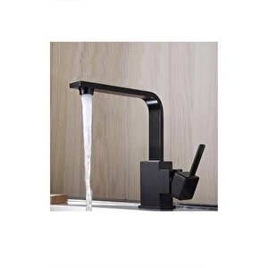 Siyah Lavabo Bataryası Siyah Banyo Lavabo Musluğu Yüksek Model Kare Lavabo Musluğu