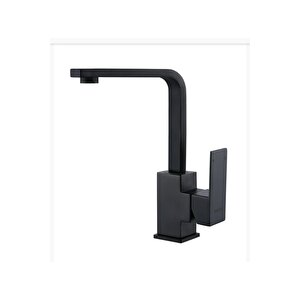 Siyah Lavabo Bataryası Siyah Banyo Lavabo Musluğu Yüksek Model Kare Lavabo Musluğu