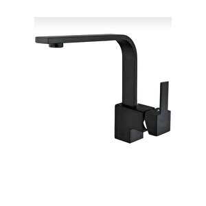 Siyah Lavabo Bataryası Siyah Banyo Lavabo Musluğu Yüksek Model Kare Lavabo Musluğu