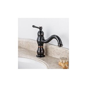 Siyah Klasik Lavabo Bataryası Vintage Armatür Banyo Bataryası