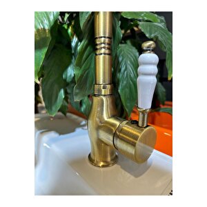 Antik Gold Lavabo Bataryası Zen Design Kolay Abdest Yüksek Lavabo Musluğu Mat Antik