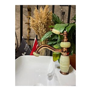 Bakır Lavabo Bataryası Mermer Tasarım Bronz Lavabo Musluğu Country Design Rose Bakır
