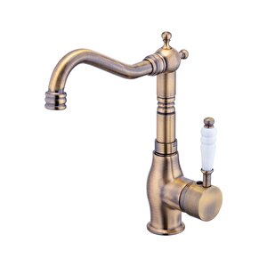 Antik Gold Lavabo Bataryası Kolay Abdest Yüksek Model Armatür Mat Antik Gold