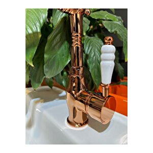 Rose Bakır Lavabo Bataryası Zen Design Kolay Abdest Yüksek Lavabo Musluğu Bronz Bakır