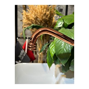 Rose Bakır Lavabo Bataryası Zen Design Kolay Abdest Yüksek Lavabo Musluğu Bronz Bakır