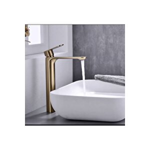 Mat Gold Çanak Lavabo Bataryası Mat Altın Banyo Musluğu Çanak Lavabo Musluğu