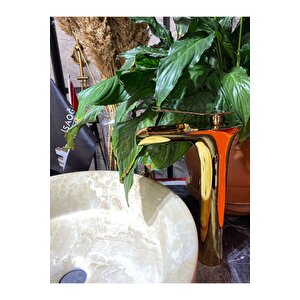 Parlak Gold Şelale Çanak Lavabo Bataryası Altın Şelale Çanak Bataryası Gold Lavabo Bataryası