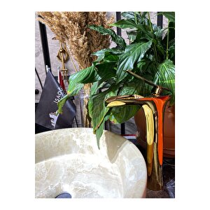 Parlak Gold Şelale Çanak Lavabo Bataryası Altın Şelale Çanak Bataryası Gold Lavabo Bataryası