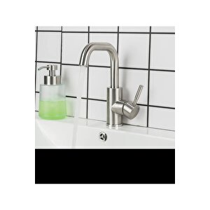 Lavabo Bataryası Mat Krom Lavabo Musluğu Fırçalanmış Mat Krom Nikel Renk