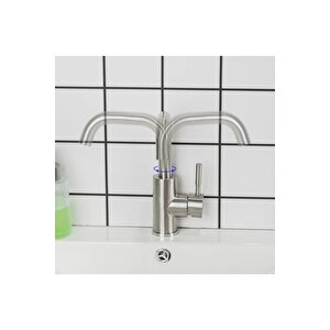 Lavabo Bataryası Mat Krom Lavabo Musluğu Fırçalanmış Mat Krom Nikel Renk