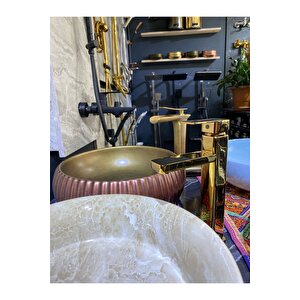 Parlak Gold Joy Design Çanak Lavabo Bataryası