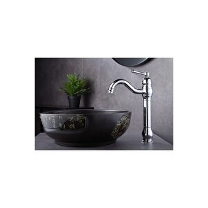 Gümüş Çanak Lavabo Bataryası Krom Lavabo Musluğu Polina Çanak Armatür Banyo Bataryası