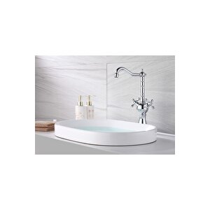 Gümüş Çanak Lavabo Bataryası Krom Çanak Lavabo Musluğu Vintage Tasarım Çanak Armatürü