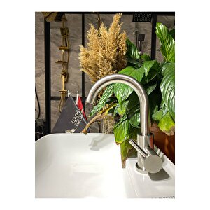 Inox Lavabo Bataryası Leke Ve Kireç Bırakmayan Özel Renk Musluk Banyo Bataryası