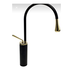 Çanak Lavabo Bataryası Gold Siyah Lavabo Musluğu Drop Design Gold Lavabo Armatür